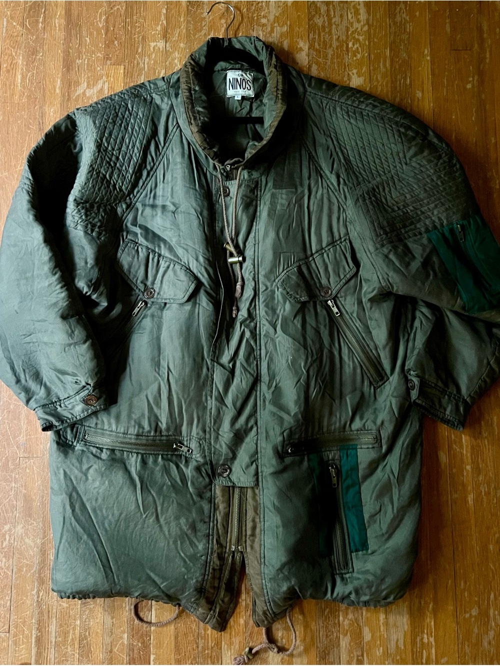Vintage NINO’S 100% Silk Oversized Utility Jacket Size L 80s 90s